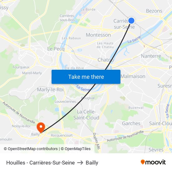 Houilles - Carrières-Sur-Seine to Bailly map