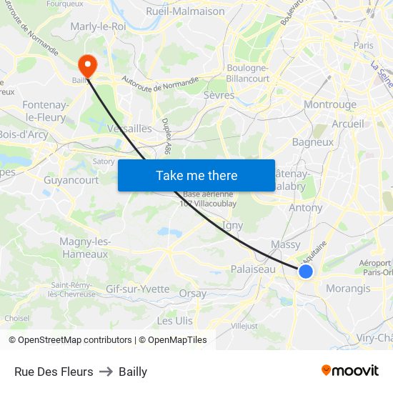 Rue Des Fleurs to Bailly map