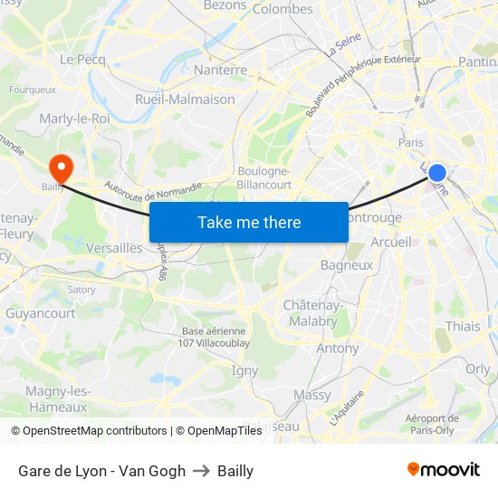 Gare de Lyon - Van Gogh to Bailly map