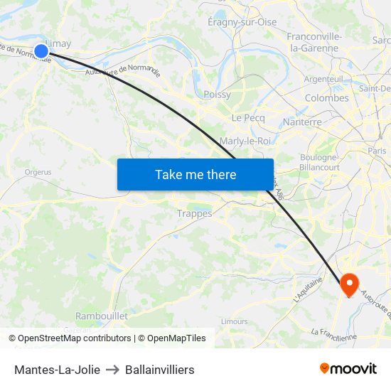 Mantes-La-Jolie to Ballainvilliers map