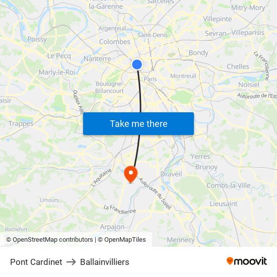 Pont Cardinet to Ballainvilliers map