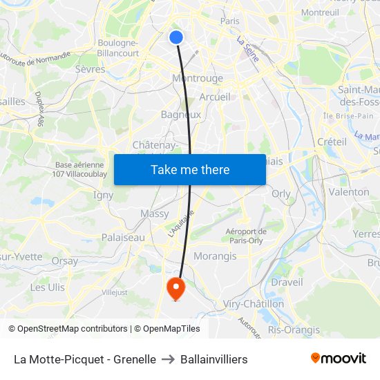 La Motte-Picquet - Grenelle to Ballainvilliers map