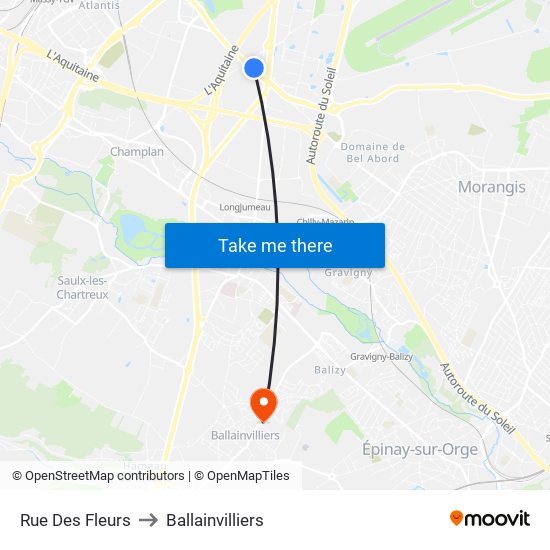 Rue Des Fleurs to Ballainvilliers map