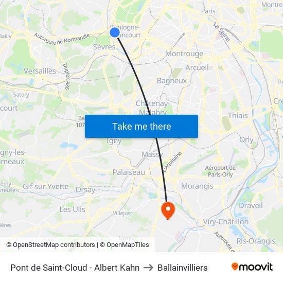 Pont de Saint-Cloud - Albert Kahn to Ballainvilliers map
