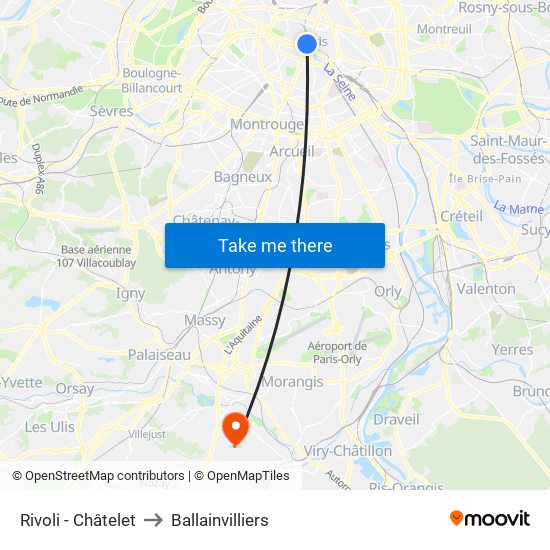 Rivoli - Châtelet to Ballainvilliers map