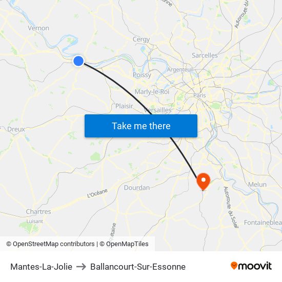 Mantes-La-Jolie to Ballancourt-Sur-Essonne map