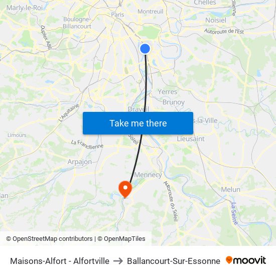 Maisons-Alfort - Alfortville to Ballancourt-Sur-Essonne map