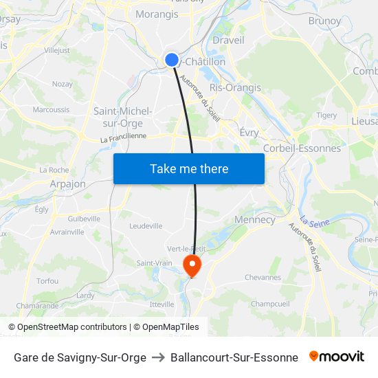 Gare de Savigny-Sur-Orge to Ballancourt-Sur-Essonne map