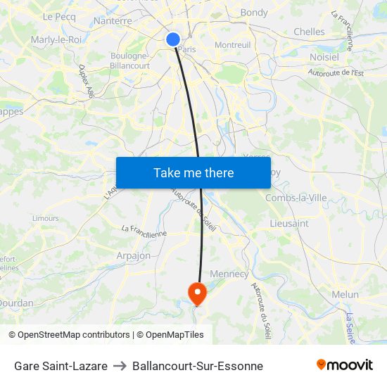 Gare Saint-Lazare to Ballancourt-Sur-Essonne map