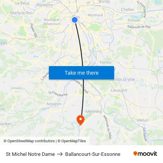 St Michel Notre Dame to Ballancourt-Sur-Essonne map