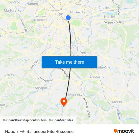 Nation to Ballancourt-Sur-Essonne map