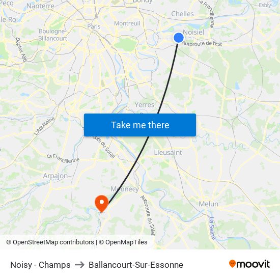 Noisy - Champs to Ballancourt-Sur-Essonne map
