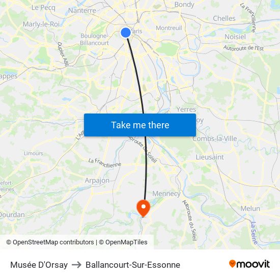 Musée D'Orsay to Ballancourt-Sur-Essonne map