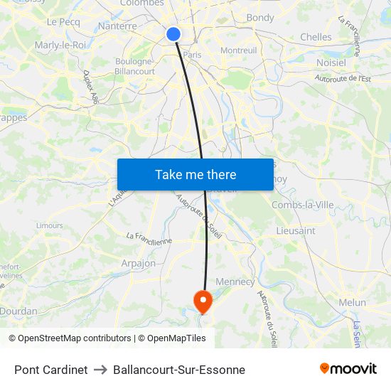 Pont Cardinet to Ballancourt-Sur-Essonne map