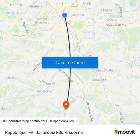 République to Ballancourt-Sur-Essonne map