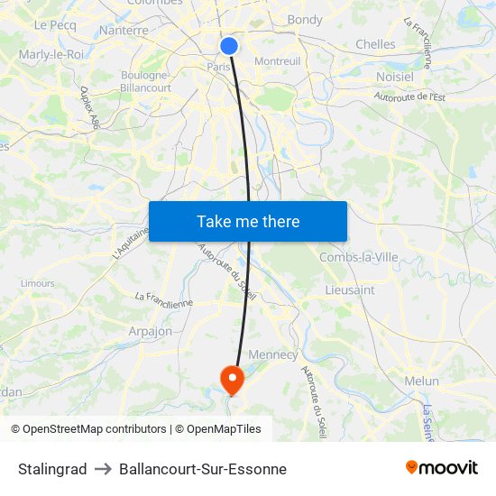 Stalingrad to Ballancourt-Sur-Essonne map