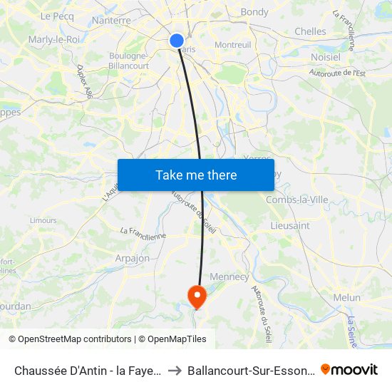 Chaussée D'Antin - la Fayette to Ballancourt-Sur-Essonne map