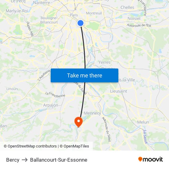 Bercy to Ballancourt-Sur-Essonne map