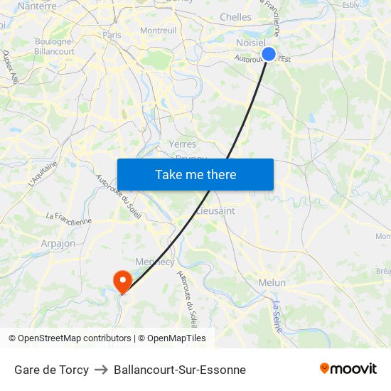 Gare de Torcy to Ballancourt-Sur-Essonne map