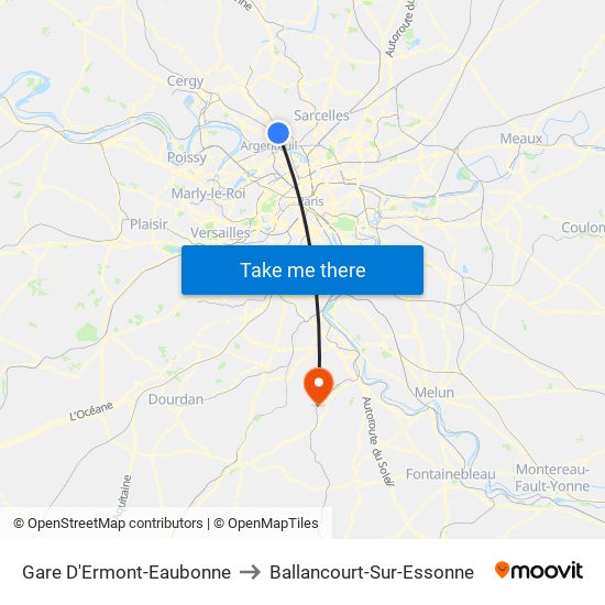 Gare D'Ermont-Eaubonne to Ballancourt-Sur-Essonne map