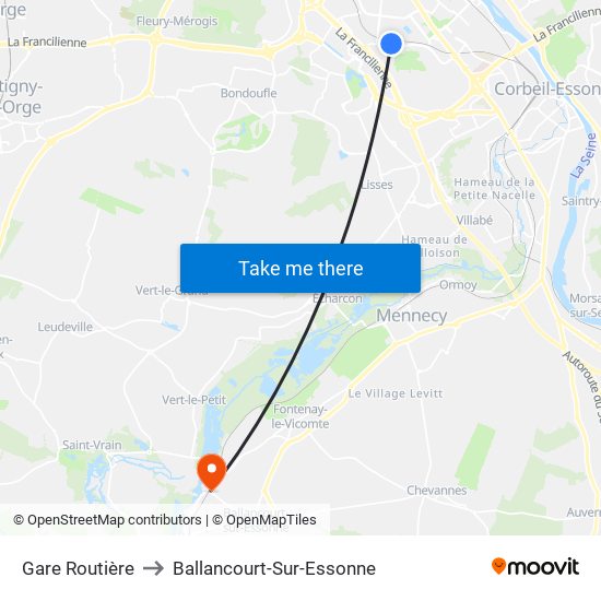 Gare Routière to Ballancourt-Sur-Essonne map