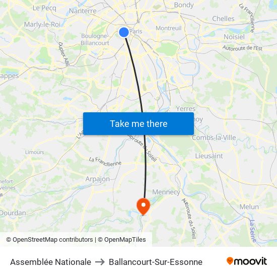 Assemblée Nationale to Ballancourt-Sur-Essonne map