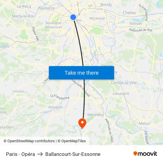 Paris - Opéra to Ballancourt-Sur-Essonne map