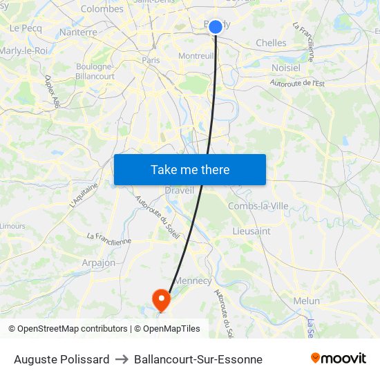 Auguste Polissard to Ballancourt-Sur-Essonne map