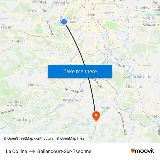 La Colline to Ballancourt-Sur-Essonne map