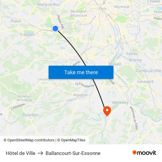 Hôtel de Ville to Ballancourt-Sur-Essonne map