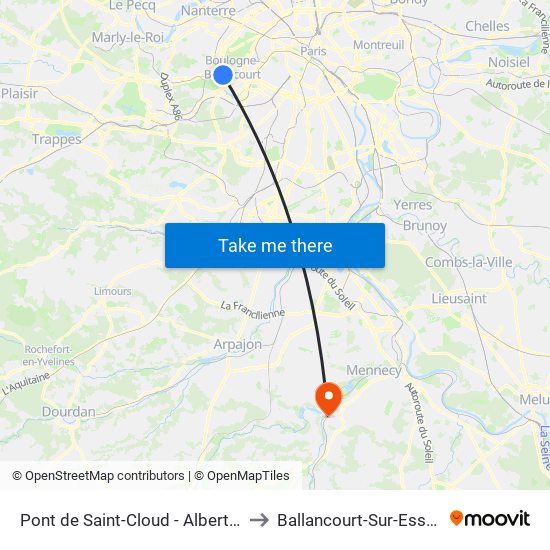 Pont de Saint-Cloud - Albert Kahn to Ballancourt-Sur-Essonne map