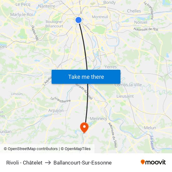 Rivoli - Châtelet to Ballancourt-Sur-Essonne map