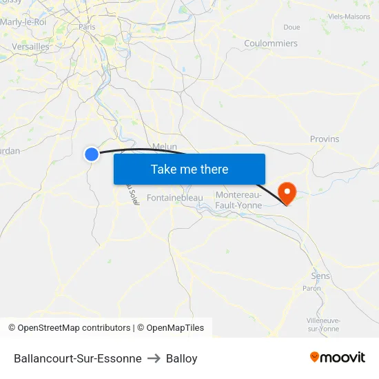 Ballancourt-Sur-Essonne to Balloy map