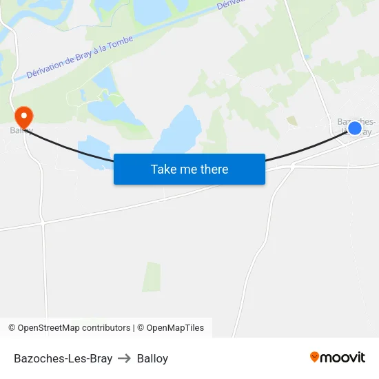 Bazoches-Les-Bray to Balloy map