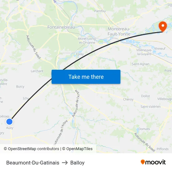 Beaumont-Du-Gatinais to Balloy map