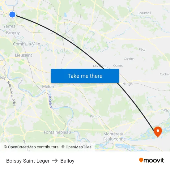 Boissy-Saint-Leger to Balloy map