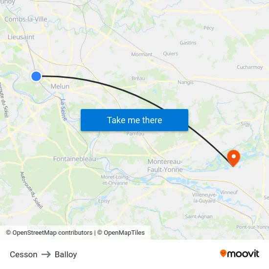 Cesson to Balloy map
