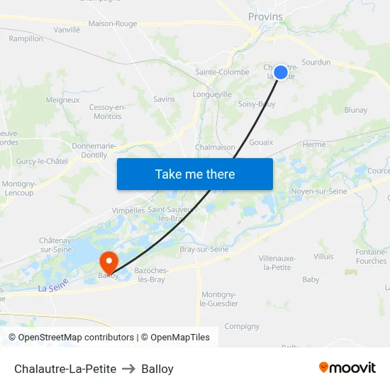 Chalautre-La-Petite to Balloy map