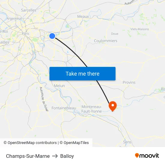 Champs-Sur-Marne to Balloy map