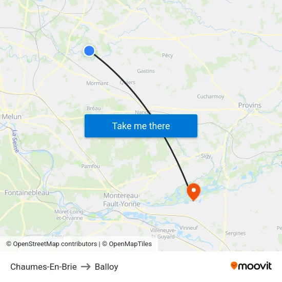 Chaumes-En-Brie to Balloy map