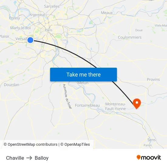 Chaville to Balloy map