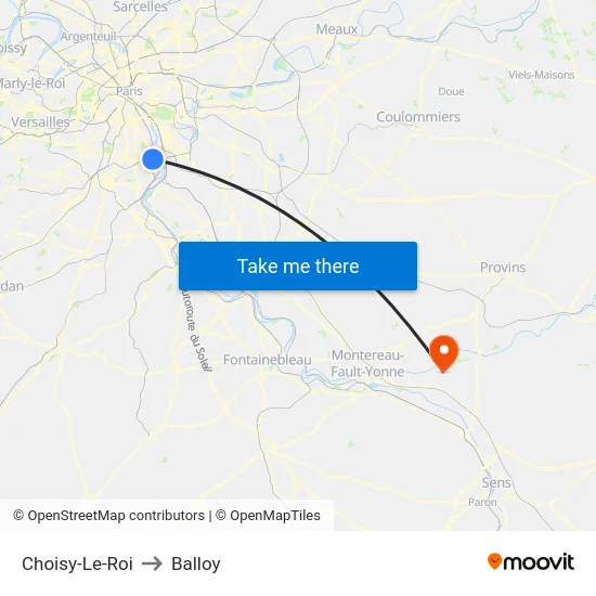 Choisy-Le-Roi to Balloy map
