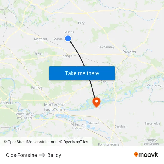 Clos-Fontaine to Balloy map
