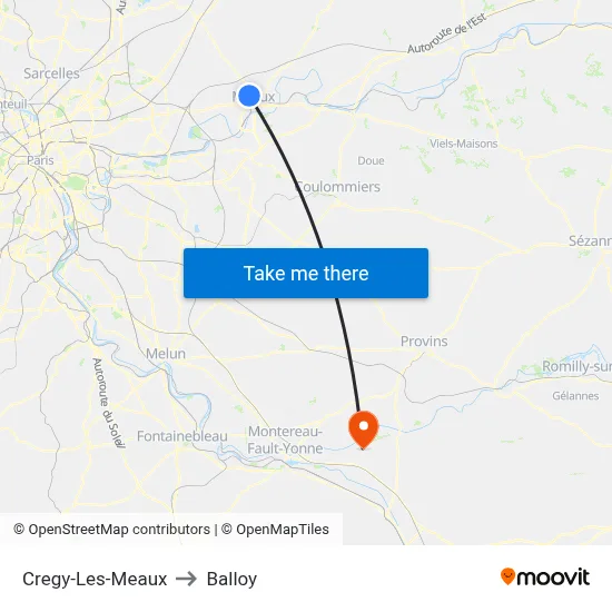 Cregy-Les-Meaux to Balloy map
