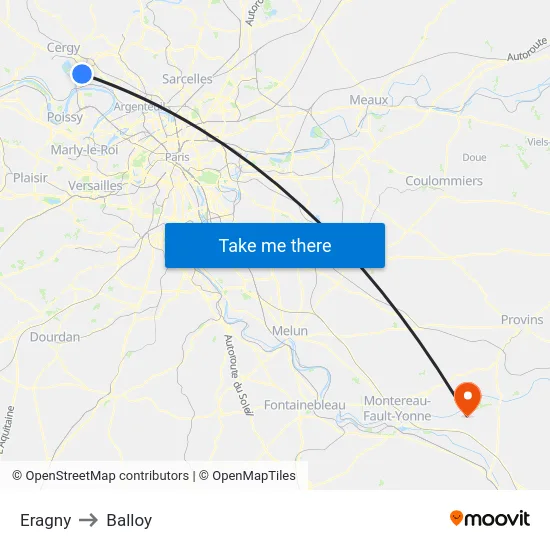 Eragny to Balloy map