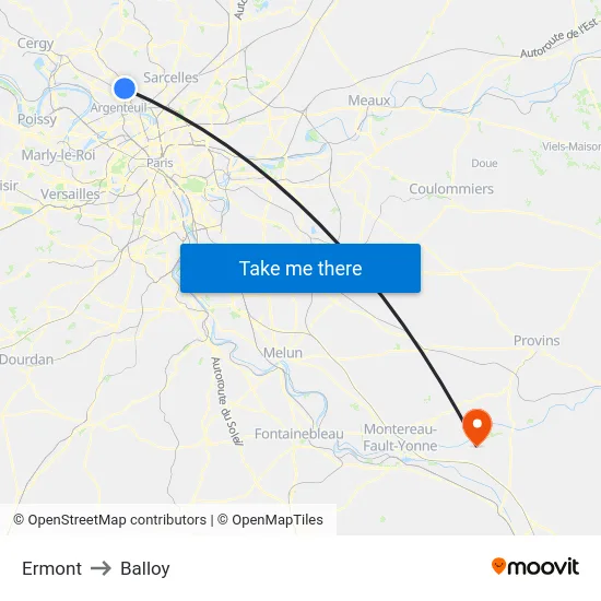 Ermont to Balloy map