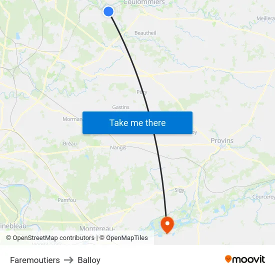 Faremoutiers to Balloy map