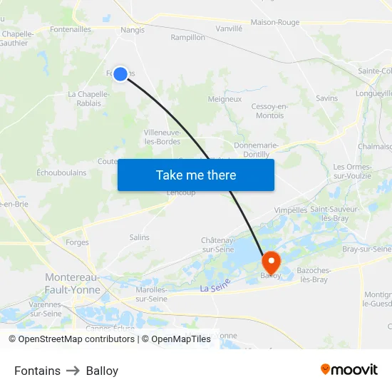 Fontains to Balloy map