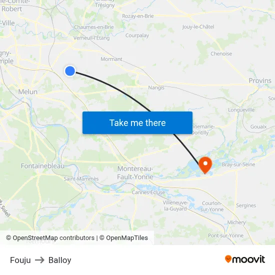 Fouju to Balloy map