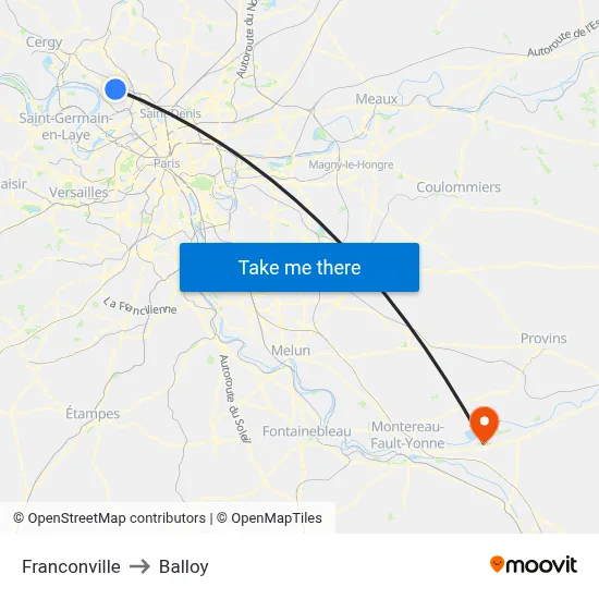 Franconville to Balloy map